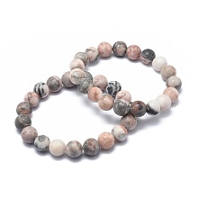 Honeyhandy Natural Zebra Jasper Bead Stretch Bracelets, Round, 2-1/8 inch~2-3/8 inch(5.5~6cm), Bead: 8mm