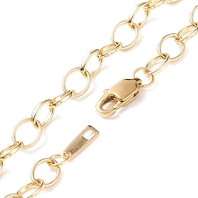 Honeyhandy Brass Cable Chain Necklace for Men Women, Real 18K Gold Plated, 15.94 inch(40.5cm)