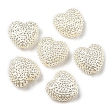 Honeyhandy ABS Imitation Pearl Beads, Heart, 11x12x5mm, Hole: 2mm