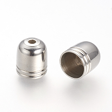 Honeyhandy 201 Stainless Steel Cord Ends, End Caps, Stainless Steel Color, 10x9mm, Hole: 1~1.2mm, inner diameter: 8mm