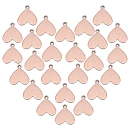 PANDAHALL ELITE Brass Charms, Stamping Blank Tag, Long-Lasting Plated, Heart, Brushed Red Copper, 12x11x1mm, Hole: 1mm, 30pcs/box