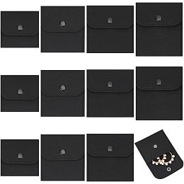 PandaHall Elite 12pcs Jewelry Pouch 4 Sizes Felt Jewelry Storage Bags with Snap Buttons Luxury Small Jewelry Gift Bags for Necklace, Bracelet, Ring, Watch, Earphone and Mini Items 2.9~4.5x2.9~3.9inch