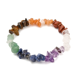 Honeyhandy Chakra Jewelry, Chip Natural Gemstone Beads Stretch Bracelets, Inner Diameter: 1-7/8 inch(4.7cm), Bead: 5~8x5~8mm