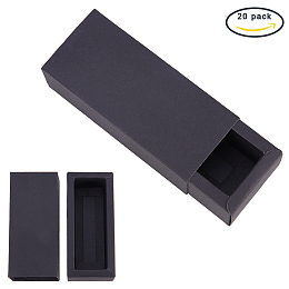 BENECREAT 20 Pack Kraft Paper Drawer Box Festival Gift Wrapping Boxes Soap Jewelry Candy Weeding Party Favors Gift Packaging Boxes - Black (4.84x2.12x1.37")