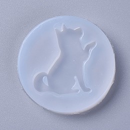 Honeyhandy Food Grade Silicone Puppy Molds, Fondant Molds, For DIY Cake Decoration, Chocolate, Candy, UV Resin & Epoxy Resin Jewelry Making, Dog Giving Paw, White, 51x8mm, Dog: 39x28mm