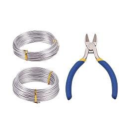 ARRICRAFT Elite 2 Rolls 10m(11 Yards)/Roll 9 10 Gauge Silver Aluminum Wire DIY Craft Wire Jewelry Beading Metal Wire with 1pcs Side-Cutting Plier for DIY Craft Making