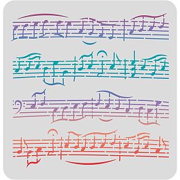 FINGERINSPIRE Music Stencils Template 11.8x11.8 inch Plastic Music Notes Drawing Painting Stencils Sheet Music Square Reusable Stencils for Painting on Wood, Floor, Wall and Tile