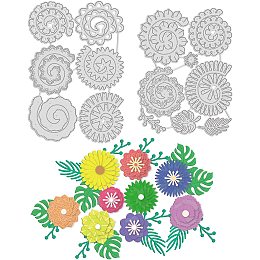 GLOBLELAND 14Pcs Metal 3D Flowers Spiral Cut Dies Layred Flower Leaves Embossing Template Mould Rolled Flower Die Cut for Card Scrapbook DIY Craft