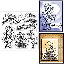 GLOBLELAND Plant Bamboo Pine Clear Stamps Plant Bamboo Pine Decorative Clear Stamps Silicone Stamps for Card Making and Photo Album Decor Decoration and DIY Scrapbooking