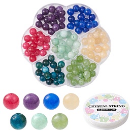 DIY Gemstone Bracelet Making Kit, Including Dyed & Heated Natural Quartz Round Beads Strands, Elastic Thread, Mixed Color, 8~8.5mm, Hole: 1.2mm, 105Pcs/set