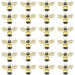 SUNNYCLUE 1 Box 24PCS Alloy Enamel Bee Charms Gold Honey Bees with Crystal Rhinestone Pendant for Jewelry Making Charm Necklaces Bracelets Earrings DIY Crafting Supplies Accessories