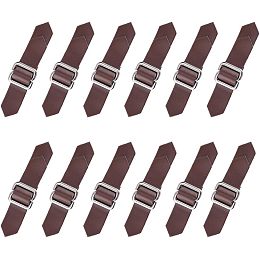 FINGERINSPIRE 12 Sets Leather Sew-On Toggle Closures Coconut Brown PU Leather Sewing on Tab Closures Metal Clasp Fasteners Replacement Snap Toggle Sewing Accessories for Coat Jacket DIY Craft