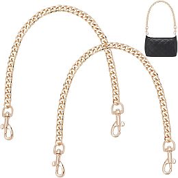 WADORN 2pcs Metal Chain Strap for Purse, 15.9 Inch Short Handbag Handle Chain Replacement Shoulder Strap Extender with Swivel Clasps Bag Handles Decoration Chain Charms, Gold