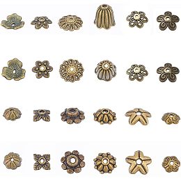 SUNNYCLUE 1 Box 240Pcs 12 Style Bead Caps Jewelry End Caps Flower Bead Cap Tibetan Style Alloy End Cap Bali Style Beads for Jewelry Making DIY Earrings Necklace Bracelet Craft Supplies Antique Bronze