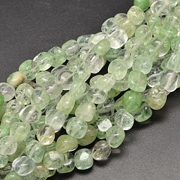 Honeyhandy Watermelon Stone Glass Beads Strands, Tumbled Stone, Nuggets, Light Green, 9~13x9~13x9~13mm, Hole: 1mm, about 35~40pcs/strand, 15.7 inch