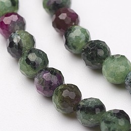 Honeyhandy Natural Ruby in Zoisite Bead Strands, Faceted, Round, 4.5mm, Hole: 1mm, about 93pcs/strand, 15.5 inch