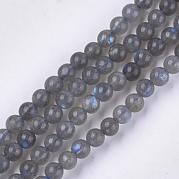 Honeyhandy Natural Labradorite Beads Strands, Grade AB+, Round, 6mm, Hole: 0.8mm, about 62~65pcs/strand, 15.3 inch