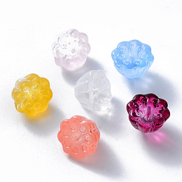 Honeyhandy Transparent Glass Beads, Mixed Style, Lotus Pod, Mixed Color, 11x10.5x8mm, Hole: 1mm