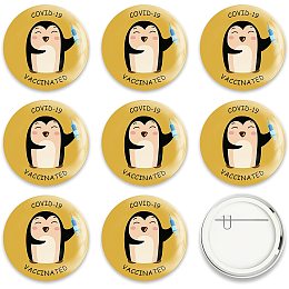 GLOBLELAND 9 Pcs Vaccine Button Pins I Got Vaccinated Covid-19 Buttons Penguin Pattern for Men's/Women's Brooches or Doctors, Nurses, Hospitals, 2-1/4 Inch