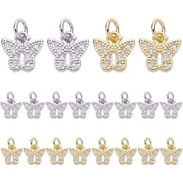 PandaHall Elite 18K Gold Plated Butterfly Pendants 20pcs Cubic Zirconia Charms Animal Pendants Gold and Silver Rhinestone Charms Dangle Pendants for Jewelry Making Bracelet Choker Necklace Earring