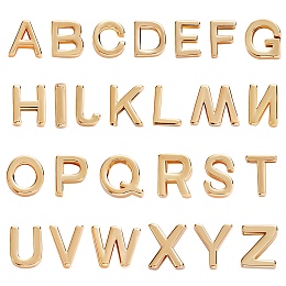 26Pcs 26 Style Brass Charms, Long-Lasting Plated, Letter A~Z, Golden, 8~9.6x3~11.5x3mm, Hole: 0.8~1.6mm, 1pc/style