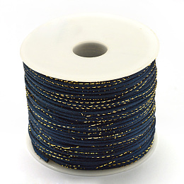 Honeyhandy Metallic Stain Beads String Cords, Nylon Mouse Tail Cord, Prussian Blue, 1.5mm, about 100yards/roll(300 feet/roll)