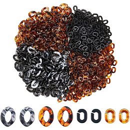 SUPERFINDINGS About 800Pcs Transparent Acrylic Linking Rings 4 Styles Quick Link Connectors Oval Twist Link Chain Rings for Earring Necklace Jewelry Eyeglass Chain DIY Craft Making