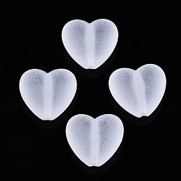 Honeyhandy Transparent Acrylic Beads, Frosted, Heart, Wheat, 17x18x8mm, Hole: 2mm