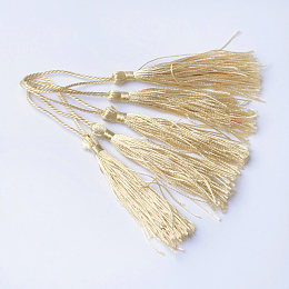 Honeyhandy Polyester Tassel Decorations, Pendant Decorations, Pale Goldenrod, 130x6mm, Tassel: 70~90mm