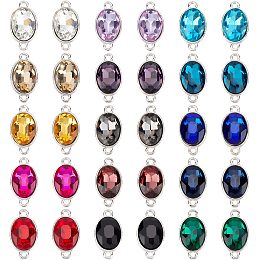 CHGCRAFT 30Pcs 15 Colors Mixed Drop Pendants Alloy Links Charms Bulk with Double Hole for DIY Necklace Bracelet Jewelry Making