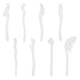 PandaHall Elite 8pcs Clear Hairpin Hair Stick Silicone Molds for Resin Jewelry Resin Hair Pin Making DIY Craft