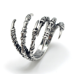 Honeyhandy Alloy Finger Rings, Claw, Size 8, Antique Silver, 18mm