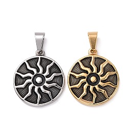 Honeyhandy 304 Stainless Steel Pendants, Flat Round with Sun, Mixed Color, 29x25x3mm, Hole: 9x4mm