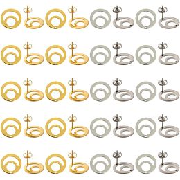 SUNNYCLUE 1 Box 80Pcs Stud Earring Findings with Loop Ear Nuts 40Pcs Real 24K Gold Plated Stainless Steel Stud Earring Blanks 40Pcs Earring Backs Round Earrings Studs Findings for Jewelry Making Kit