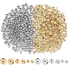 UNICRAFTALE About 600pcs 2 Colors 3 Size Round Spacer Beads 2/3/4mm 304 Stainless Steel Loose Beads Rondelle Beads Metal Spacer Bead Small Smooth Beads Finding for DIY Bracelet Necklace Jewelry Making