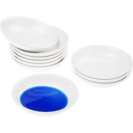 AHANDMAKER Porcelain Watercolor Palette, 10 Pcs 4 Inch White Round Paint Tray Palettes Container Dish for Oil Watercolor Craft DIY Art Painting