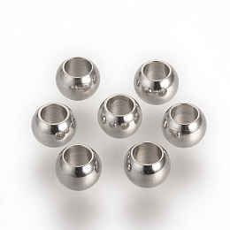 Honeyhandy 201 Stainless Steel Spacer Beads, Rondelle, Stainless Steel Color, 4x3mm, Hole: 2mm