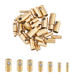 Unicraftale Vacuum Plating 304 Stainless Steel Cord Ends, End Caps, Column, Golden, 7~9.5x1.6~4.5mm, Hole: 0.6~2mm; Inner Diameter: 1~4mm; 42pcs/box