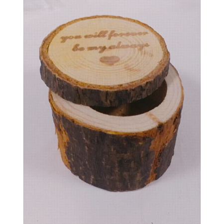 Gorgecraft Chinese Cherry Wood Box, Ring Box, Column with Word You Will Forever Be My Always, Coconut Brown, 6.15x4.9cm