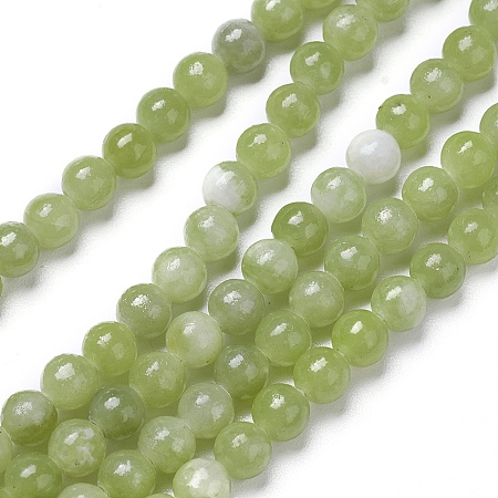 Arricraft Natural Peridot Beads Strands, Round, 4mm, Hole: 0.7mm, about 87pcs/strand, 15 inches(38cm)