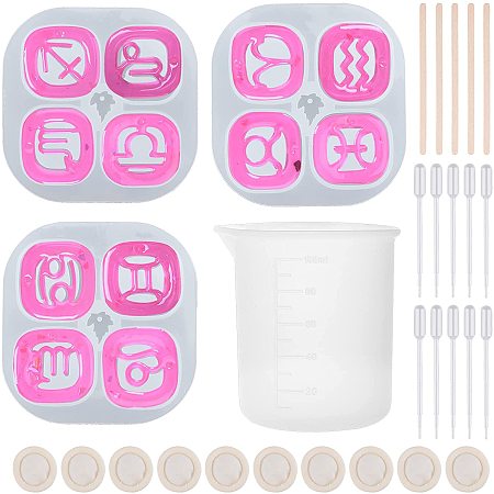SUNNYCLUE Silicone Molds Making Kits, with Silicone Molds & Measuring Cup, Plastic Pipettes, Wooden Ice Cream Sticks, Latex Finger Cots, White, 91x95mm