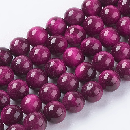 ARRICRAFT Natural Tiger Eye Beads Strands, Dyed & Heated, Round, Medium Violet Red, 8mm, Hole: 1mm, about 48pcs/strand, 15.75 inches