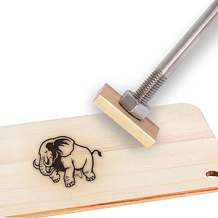 OLYCRAFT Wood Leather Cake Branding Iron 1.2 Inch Branding Iron Stamp Custom Logo BBQ Heat Bakery Stamp with Brass Head Wood Handle for Woodworking Baking Handcrafted Design - Elephant