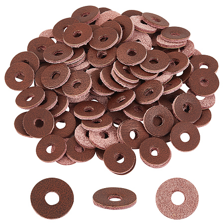 OLYCRAFT 100pcs Leather Handle Washers Genuine Leather Spacer Washers Round Leather Washers Coconut Brown Knife Handle Washers for Knife Making Hobby DIY Art Crafts 15mm in Diameter
