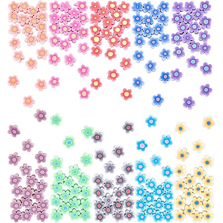 Pandahall Elite 200pcs Polymer Clay Beads 10 Colors Flower Heishi Clay Beads 9.6mm Ploymer Loose Spacer Beads for Boho Hawaiian Y2K Bracelets Necklace Earring Making Phone Lanyard Keychain