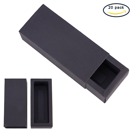 BENECREAT 20 Pack Kraft Paper Drawer Box Festival Gift Wrapping Boxes Soap Jewelry Candy Weeding Party Favors Gift Packaging Boxes - Black (4.84x2.12x1.37