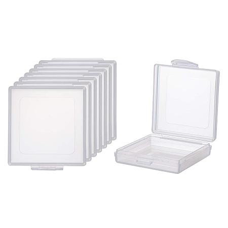 BENECREAT 8 Pack 1.96x1.96x0.59 Inches Small Frosted Square Plastic Bead Storage Containers Box Case with Lids for Herbs, Tiny Beads, Jewelry Findings, and Other Small Items