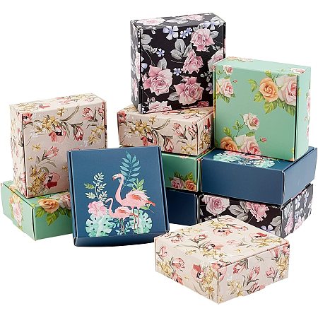 AHANDMAKER 24 Pack Soap Packaging Box, 4 Style Flower DIY Handmade Soap Holder Candy Chocolate Box Paper Gift Wrapping Box for Christmas Wedding Birthday Soap Making Supplies, 2.95 x 2.95 x 1.18