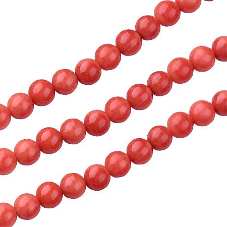 ARRICRAFT About 250Pcs Dyed Natural Coral Bead Round Beads 7.5~8mm for Jewelry Making