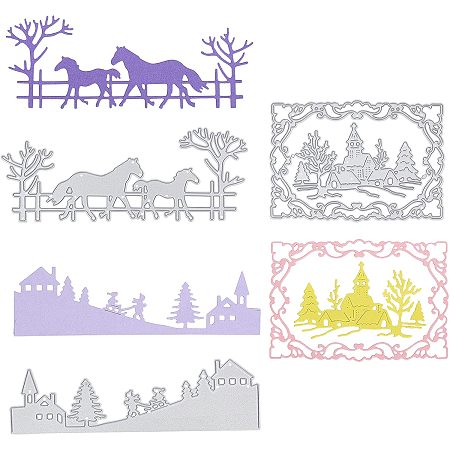 GORGECRAFT 3 Pcs Cutting Dies Christmas Snow Scene Metal Template Moulds DIY Craft Embossing Tools for DIY Scrapbooking Photo Album Paper Card Crafts